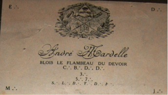 Carte de visite: Andre Mardelle, Blois le Flambeau du Devoir